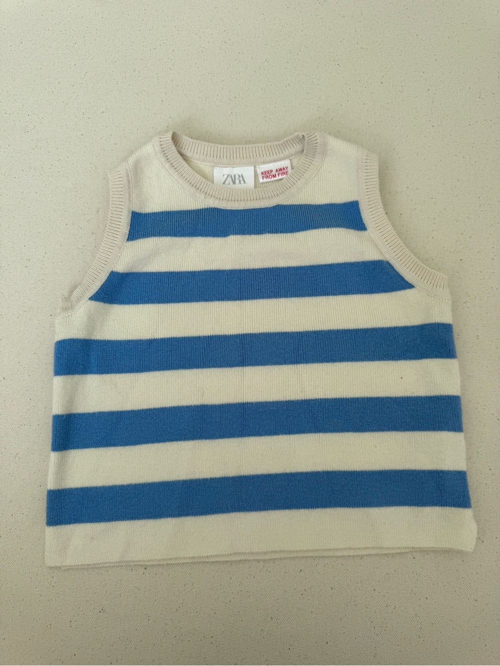 Zara kids whiteand Blue Striped Knit Tank Top